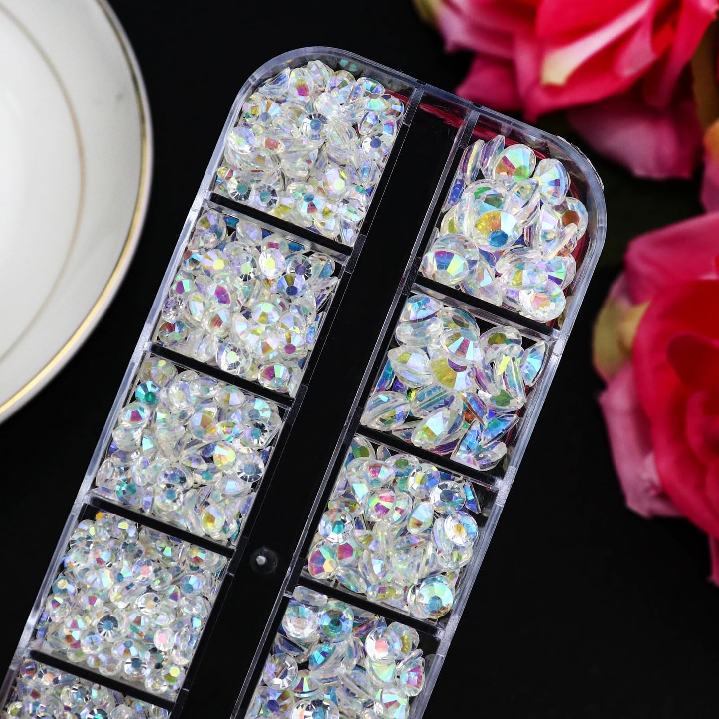 B7000 Clear Glue with 4000PCS Light Blue AB Rhinestones for Crafts Clothing Fabric Shoes, Glue Fix Sky Blue Flatback Gems for Nails Face Jewelry, Mixed 5 Sizes Diamond Gemstones Bejeweled Kit