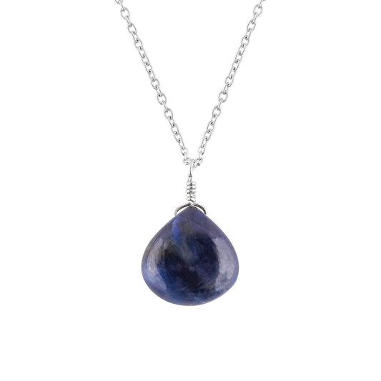 Luxurious Natural Blue Sapphire Gemstone Necklace - Chakra Healing Crystals, 925 Sterling Silver Handmade Statement Jewelry, Valentine Gift for Women, 18 inch by Odrillion Gems