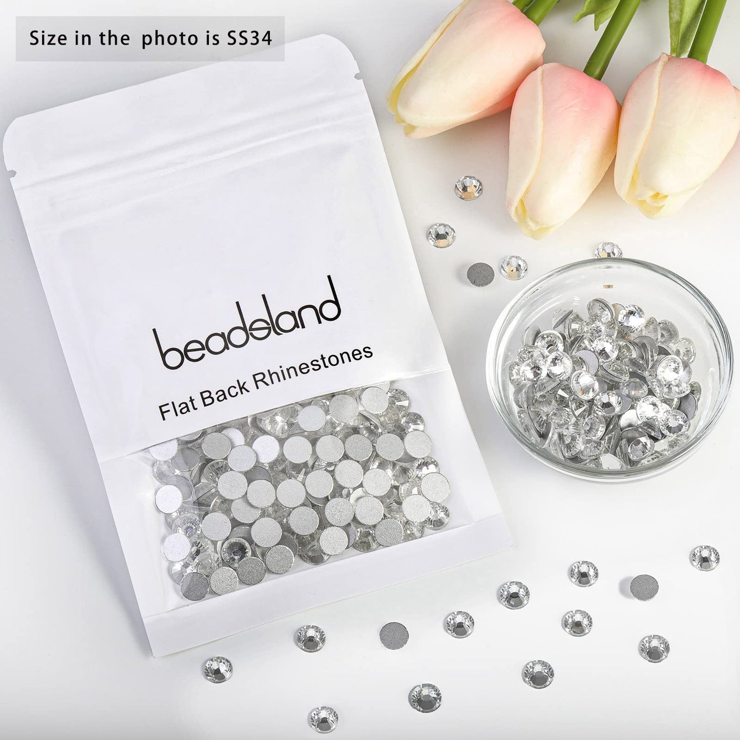 Beadsland 1440 Piece Flat Back Crystal Rhinestones Round Gems, Sapphire(SS10(2.7-2.8mm))