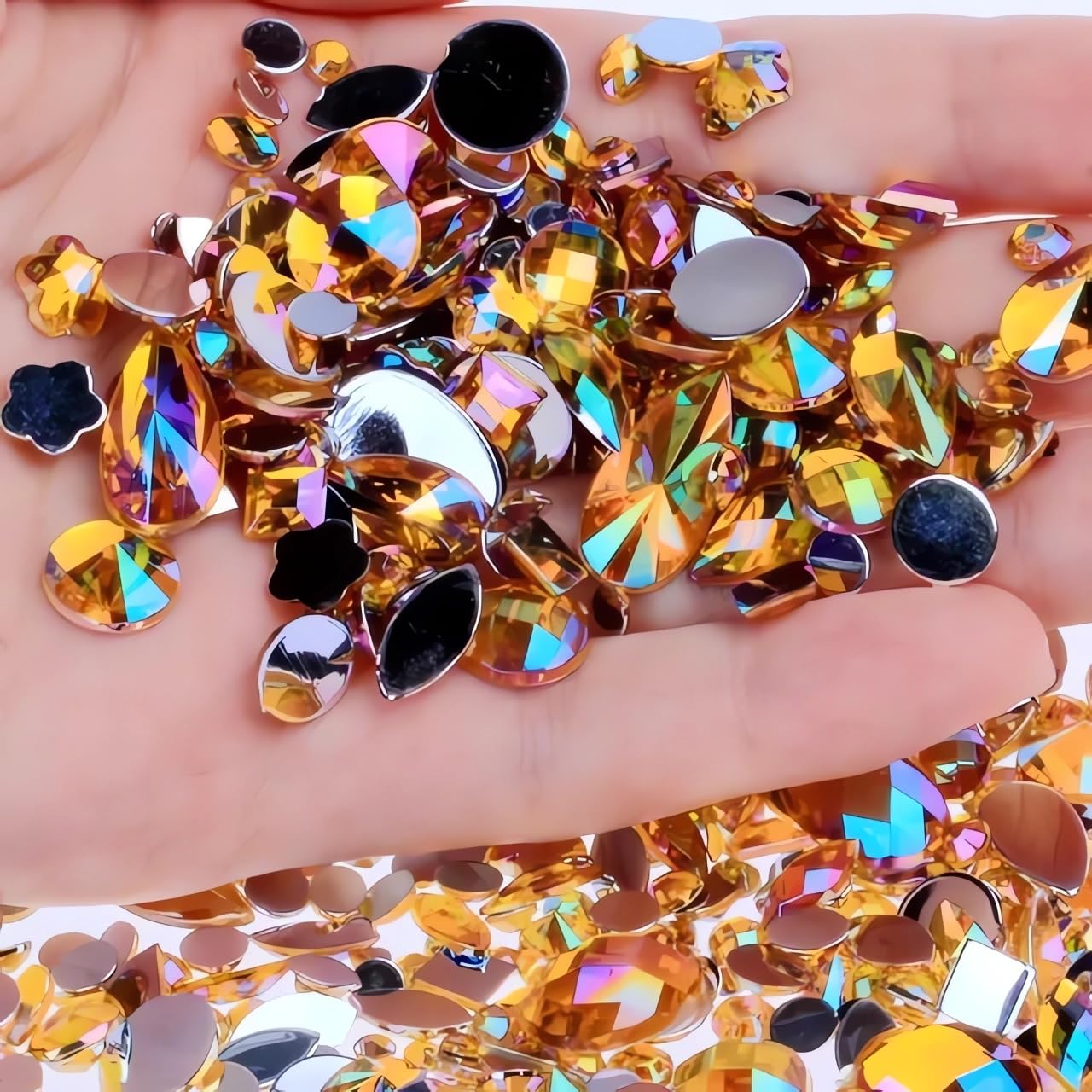 1000pcs Craft Gems AB Rhinestones, Lake Blue Flatback Jewels Gemstone, Acrylic Decorations for Crafting Cosplay Party, Embelishments Costume Making Accessories (06 Aquamarine AB)