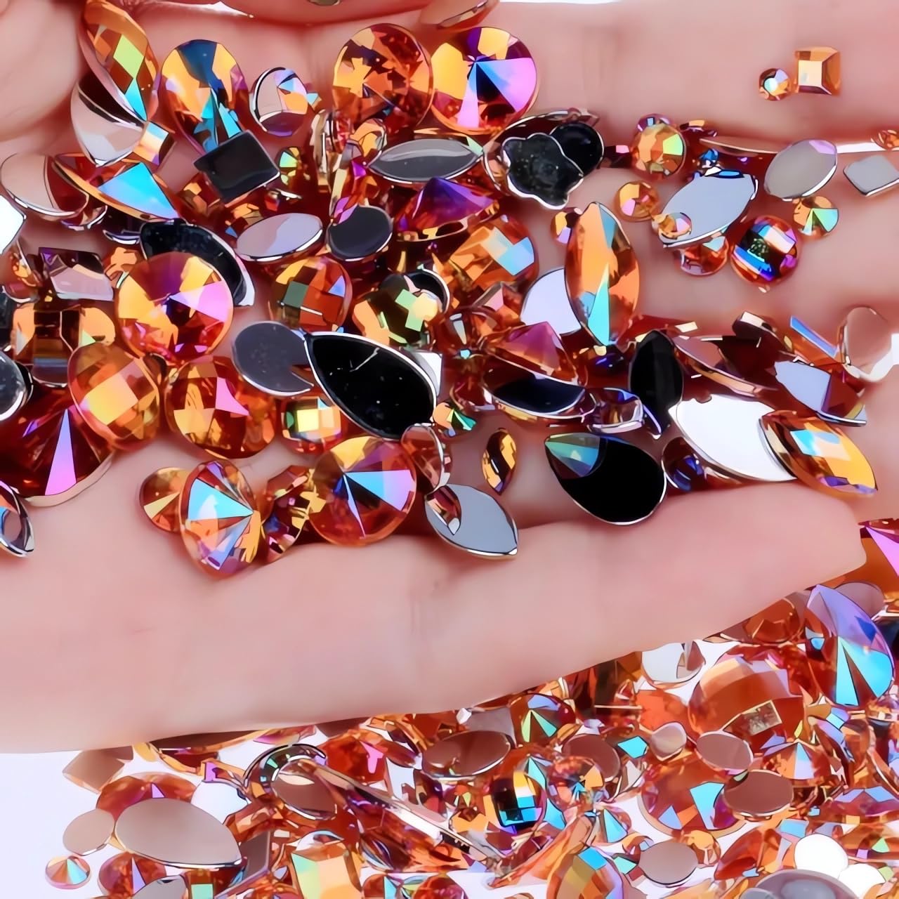 1000pcs Craft Gems AB Rhinestones, Lake Blue Flatback Jewels Gemstone, Acrylic Decorations for Crafting Cosplay Party, Embelishments Costume Making Accessories (06 Aquamarine AB)