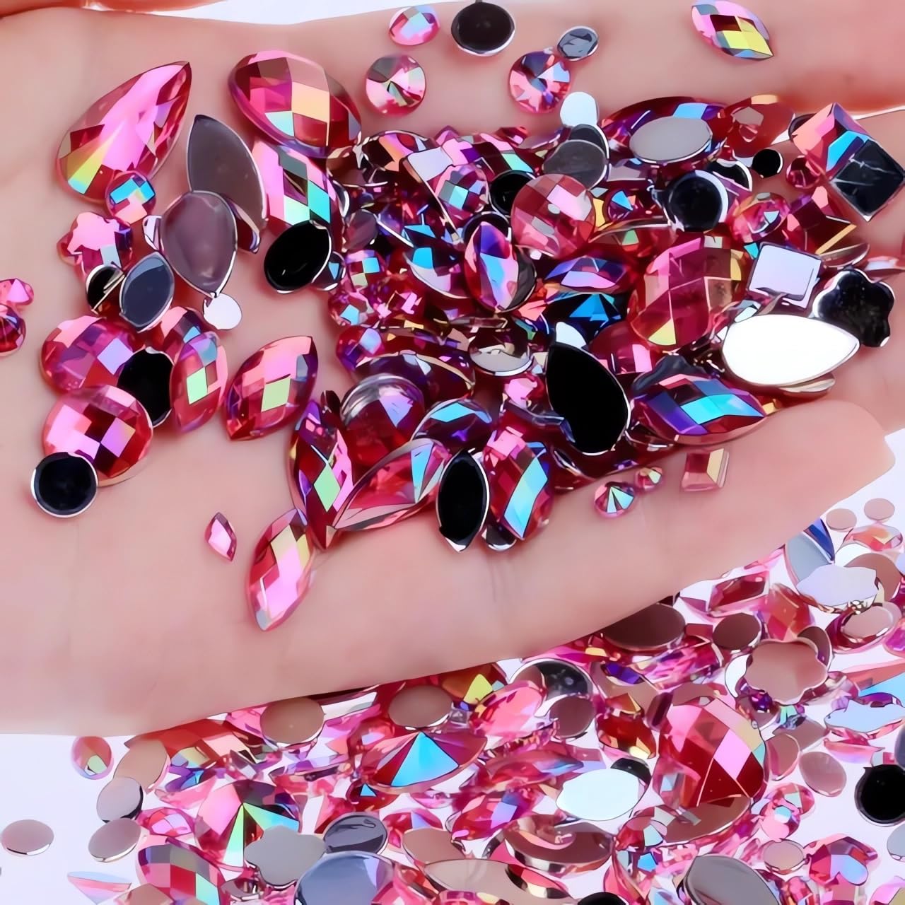1000pcs Craft Gems AB Rhinestones, Lake Blue Flatback Jewels Gemstone, Acrylic Decorations for Crafting Cosplay Party, Embelishments Costume Making Accessories (06 Aquamarine AB)