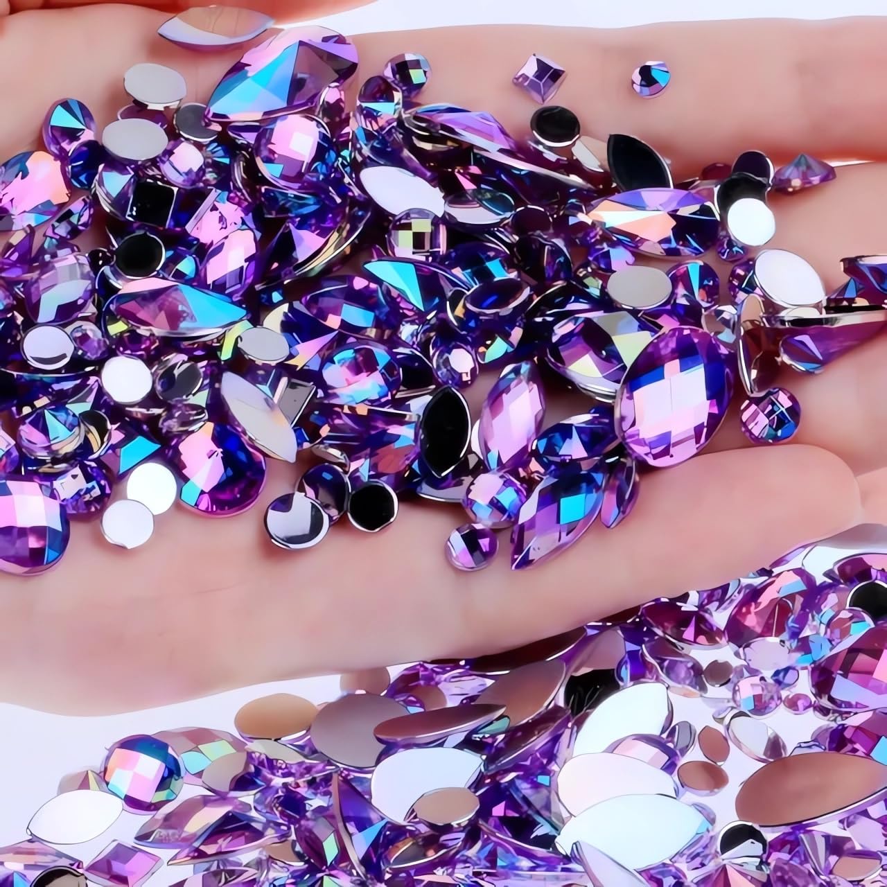 1000pcs Craft Gems AB Rhinestones, Lake Blue Flatback Jewels Gemstone, Acrylic Decorations for Crafting Cosplay Party, Embelishments Costume Making Accessories (06 Aquamarine AB)