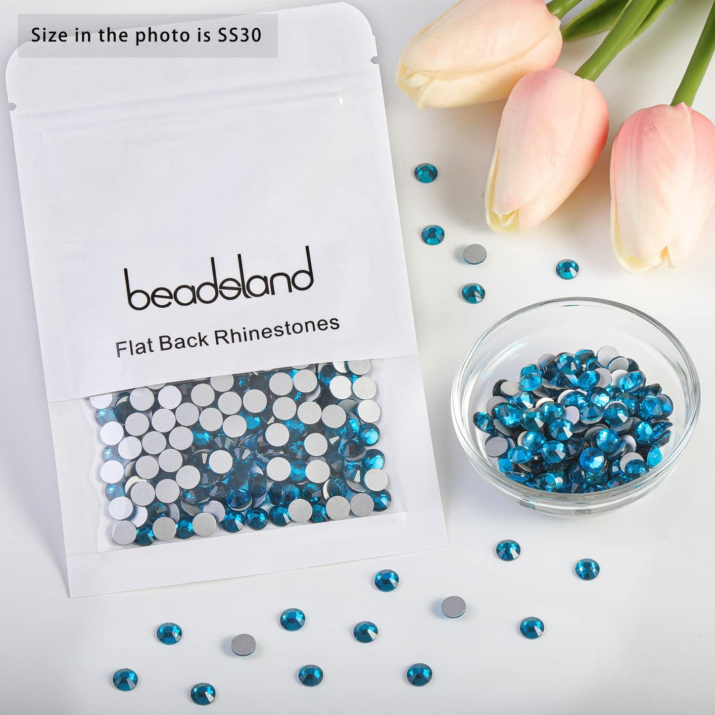 Beadsland 1440 Piece Flat Back Crystal Rhinestones Round Gems, Sapphire(SS10(2.7-2.8mm))