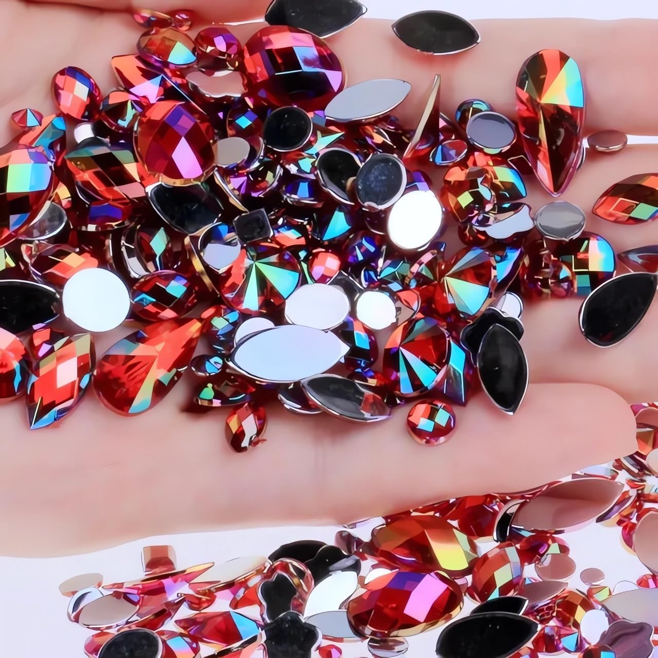 1000pcs Craft Gems AB Rhinestones, Lake Blue Flatback Jewels Gemstone, Acrylic Decorations for Crafting Cosplay Party, Embelishments Costume Making Accessories (06 Aquamarine AB)