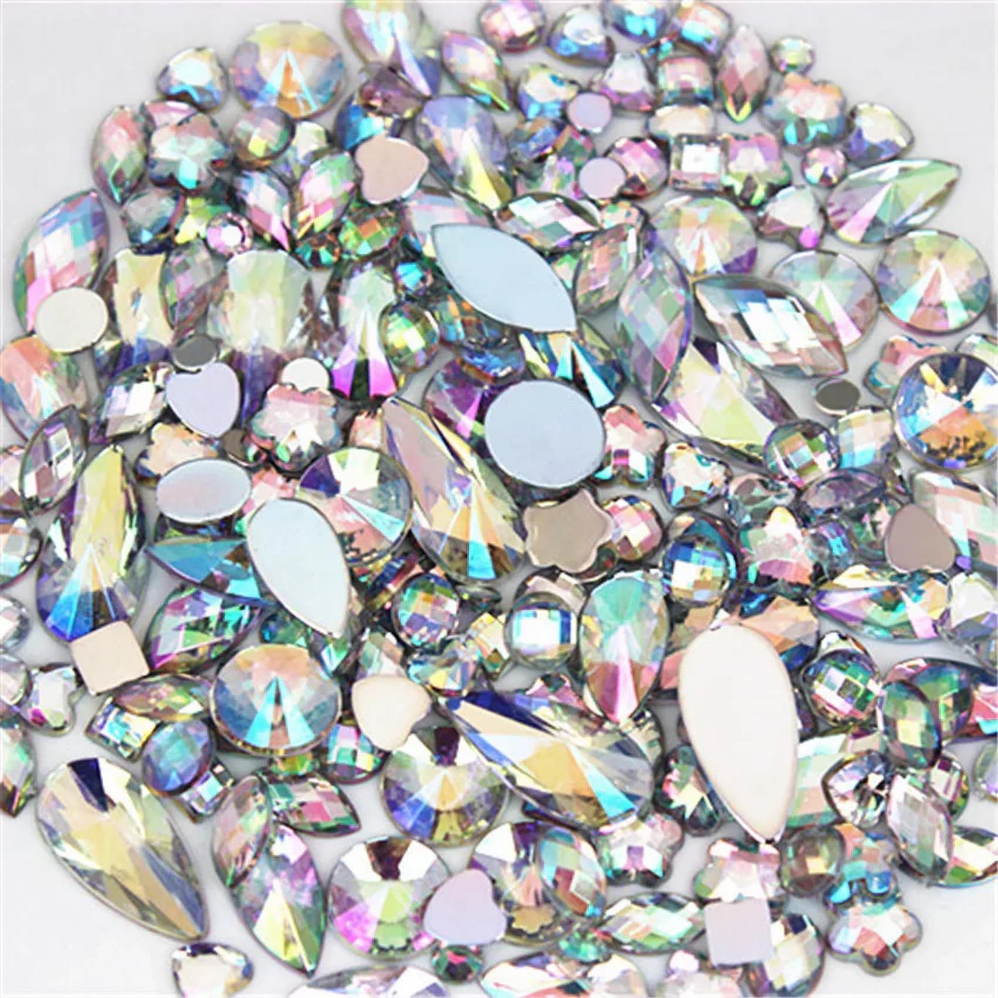 1000pcs Craft Gems AB Rhinestones, Lake Blue Flatback Jewels Gemstone, Acrylic Decorations for Crafting Cosplay Party, Embelishments Costume Making Accessories (06 Aquamarine AB)
