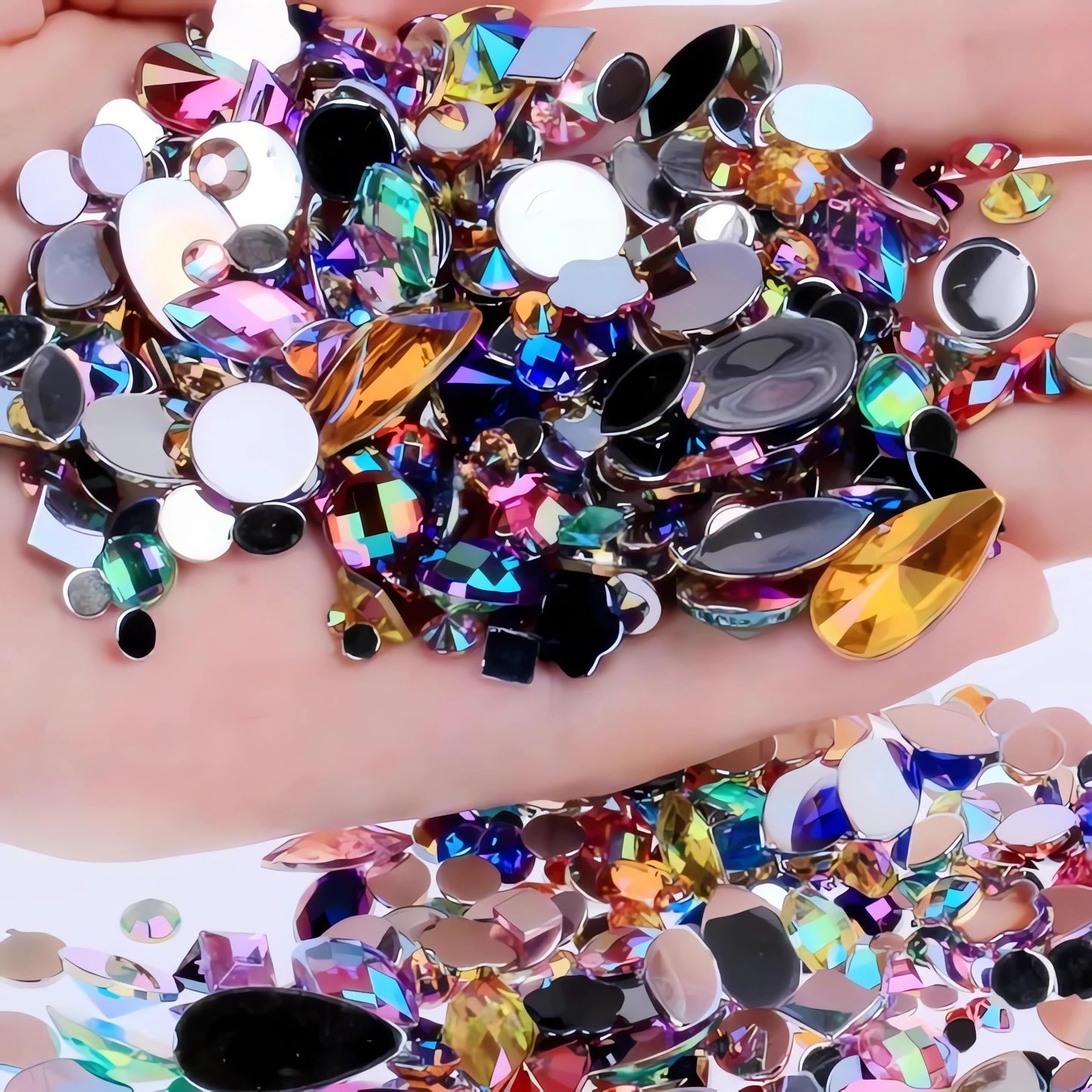 1000pcs Craft Gems AB Rhinestones, Lake Blue Flatback Jewels Gemstone, Acrylic Decorations for Crafting Cosplay Party, Embelishments Costume Making Accessories (06 Aquamarine AB)
